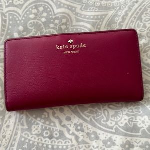 Pink Red Kate Spade wallet, used good condition